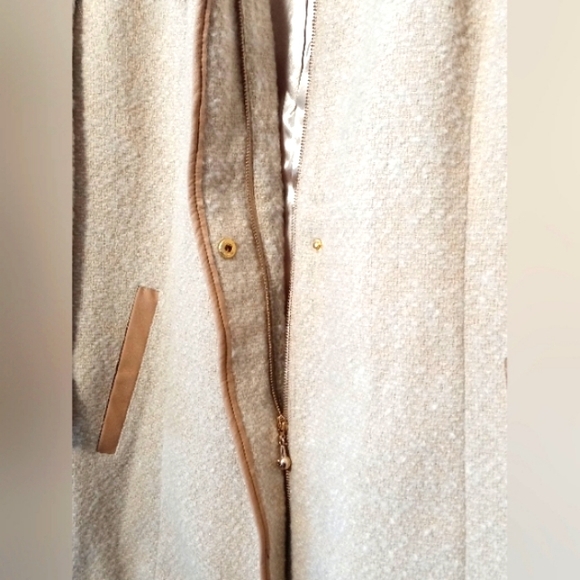 Dennis Basso women's XL cream tan pea coat vintage style boho formal jacket new - Picture 2 of 7